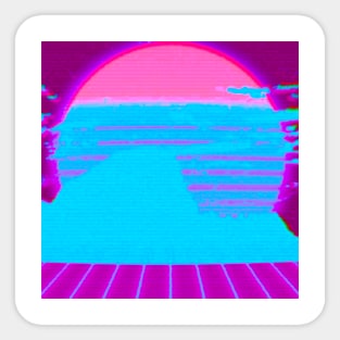 retrowave VHS mountain electric edition Sticker